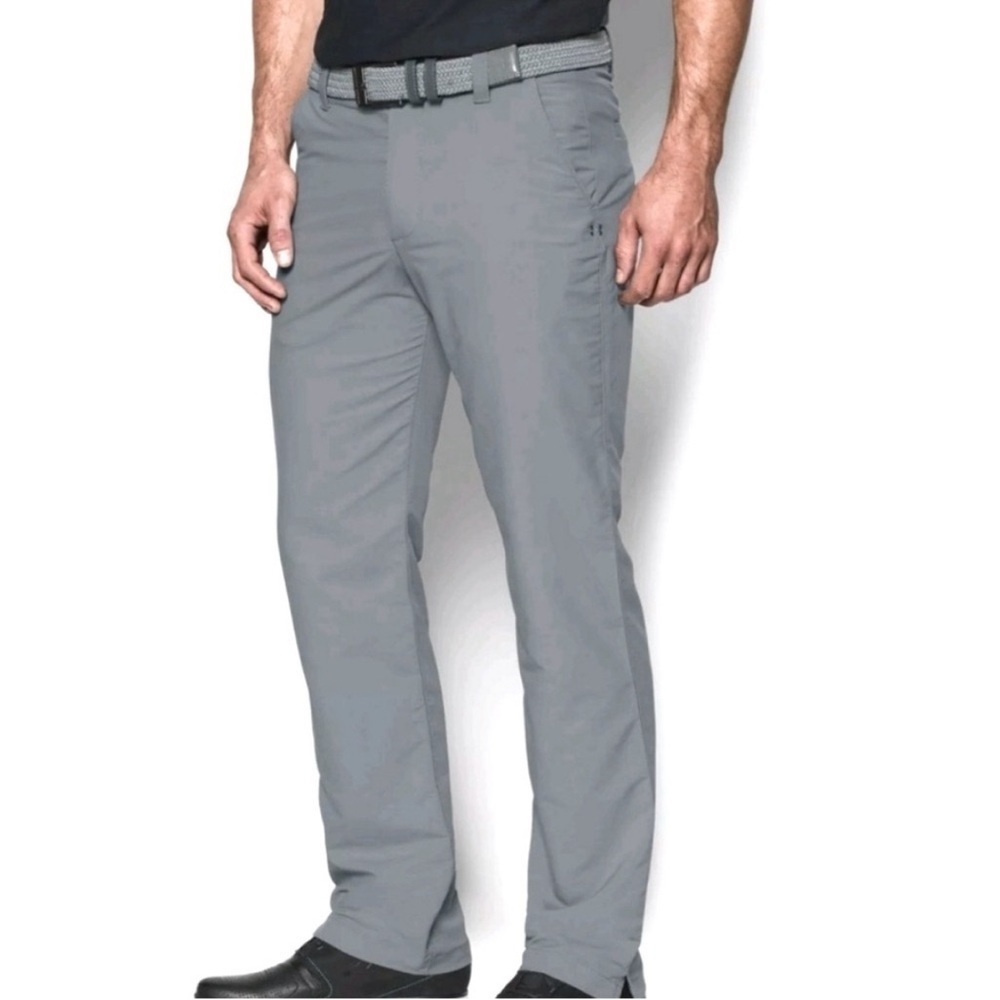 UNDER ARMOUR MEN’S PANS 30X30 LOOSE HEATHER GRAY PERFORMANCE GOLF UA DRIVE FLEX